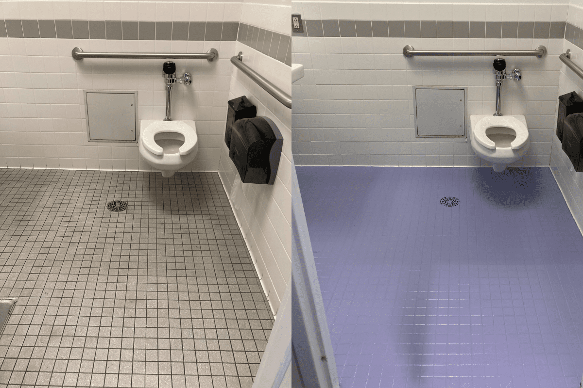 Bathroom stall saniglaze before and after
