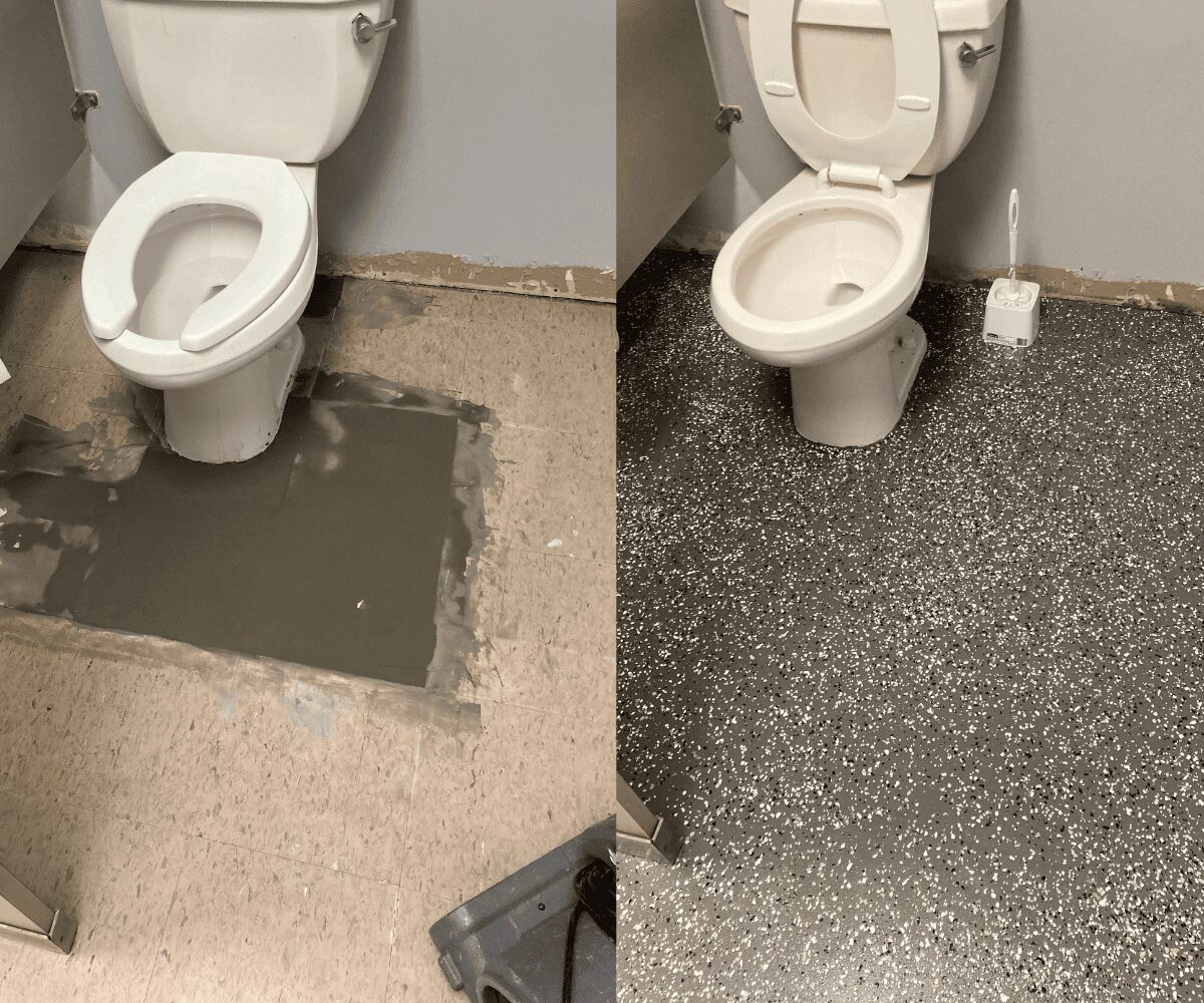 Saniglaze bathroom tile floor with toilet before and after 2